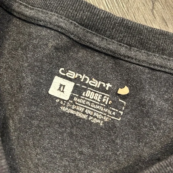 Carhartt Pocket T-Shirt Dark Gray Loose Fit Workwear Tee XL - Picture 3 of 4